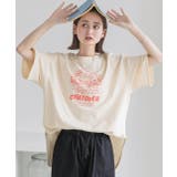 裾ラウンド・オーバーサイズ キャンプモチーフロゴTシャツ | ad thie | 詳細画像2 