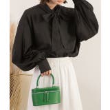 ブラック | ボリュームスリーブ ボウタイリボンブラウス | ad thie