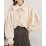 アイボリー | ボリュームスリーブ ボウタイリボンブラウス | ad thie