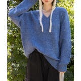 ブルー | ふんわり・ブークレ Vネックニットプルオーバー | ad thie