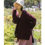 畦編み・サイドスリット Vネックニットプルオーバー | ad thie | 詳細画像15 