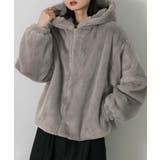 グレー | フード付きファーブルゾン | ad thie