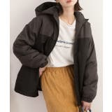 ブラック×チャコール | バイカラー・中綿 フード付きパーカー | ad thie