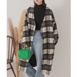 チェック | シャギーノーカラーコート | ad thie