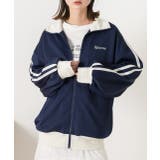 ネイビー | 刺繍ロゴ・オーバーサイズ トラックジャケット | ad thie