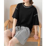 ブラック×モクグレー | 配色ステッチ ルームウエアセット | ad thie