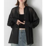 ブラック | バンドカラー オーバーサイズシアーシャツ | ad thie