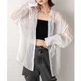 オフホワイト | リボンデザイン オーバーシアーシャツ | ad thie