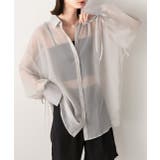 ライトグレー | リボンデザイン オーバーシアーシャツ | ad thie