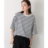 裾ラウンド ボーダーTシャツ | ad thie | 詳細画像8 