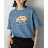 ブルー | ヴィンテージ風ロゴ ピグメントTシャツ | ad thie