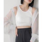 オフホワイト | カップ付きクロップドタンクトップ | ad thie