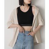 ブラック | カップ付きクロップドタンクトップ | ad thie