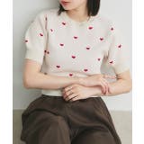 アイボリー | ハート総柄 パフスリーブニット | ad thie