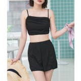 リブ素材スイムウェア3点SET アシンメトリーギャザーデザイン | ad thie | 詳細画像46 