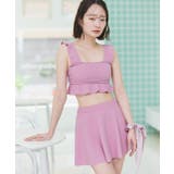 パープル | スイムウェア ショルダーフリルセットアップ | ad thie