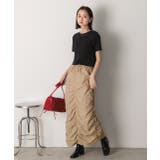 Iライン・ナイロン ギャザーデザインスカート | ad thie | 詳細画像5