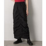 ブラック | Iライン・ナイロン ギャザーデザインスカート | ad thie