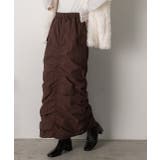チョコレート | Iライン・ナイロン ギャザーデザインスカート | ad thie