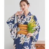 ネイビー | 3点セット 2WAY花柄浴衣セットアップ | ad thie