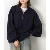 ネイビー | 襟付き・ハーフジップ プルオーバー | ad thie