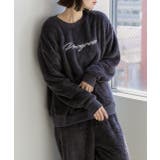 チャコール | 刺繍ロゴ ボアプルオーバー		 | ad thie