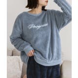 ブルー | 刺繍ロゴ ボアプルオーバー		 | ad thie