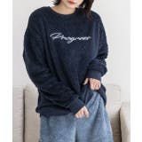 ネイビー | 刺繍ロゴ ボアプルオーバー		 | ad thie