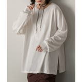 オフホワイト | スリット入り ビッグロングTシャツ | ad thie