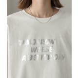 オフホワイト(プリント1) | 箔アソートプリント ショート丈ロングTシャツ | ad thie