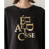 ブラック(プリント2) | 箔アソートプリント ショート丈ロングTシャツ | ad thie