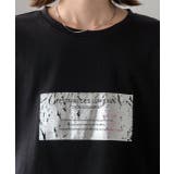 ブラック(プリント3) | 箔アソートプリント ショート丈ロングTシャツ | ad thie