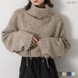 ハイネック・袖ドロスト ブークレショート丈ニット | ad thie | 詳細画像1 
