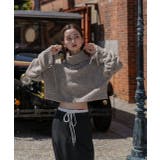 ハイネック・袖ドロスト ブークレショート丈ニット | ad thie | 詳細画像16 