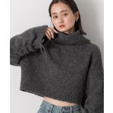 ハイネック・袖ドロスト ブークレショート丈ニット | ad thie | 詳細画像18 