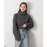 ハイネック・袖ドロスト ブークレショート丈ニット | ad thie | 詳細画像19 