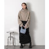 ハイネック・袖ドロスト ブークレショート丈ニット | ad thie | 詳細画像2 