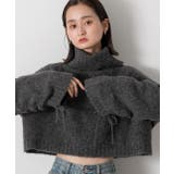 ハイネック・袖ドロスト ブークレショート丈ニット | ad thie | 詳細画像22 