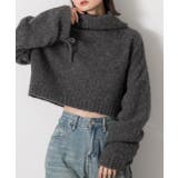 ハイネック・袖ドロスト ブークレショート丈ニット | ad thie | 詳細画像23 