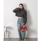 ハイネック・袖ドロスト ブークレショート丈ニット | ad thie | 詳細画像25 