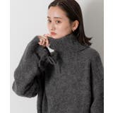 ハイネック・袖ドロスト ブークレショート丈ニット | ad thie | 詳細画像26 