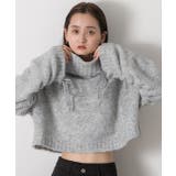 ハイネック・袖ドロスト ブークレショート丈ニット | ad thie | 詳細画像28 