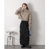 ハイネック・袖ドロスト ブークレショート丈ニット | ad thie | 詳細画像3 