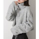 ハイネック・袖ドロスト ブークレショート丈ニット | ad thie | 詳細画像31 