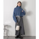 ハイネック・袖ドロスト ブークレショート丈ニット | ad thie | 詳細画像34 