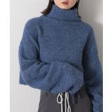 ハイネック・袖ドロスト ブークレショート丈ニット | ad thie | 詳細画像36 