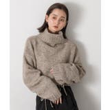 ハイネック・袖ドロスト ブークレショート丈ニット | ad thie | 詳細画像4 