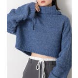 ハイネック・袖ドロスト ブークレショート丈ニット | ad thie | 詳細画像40 