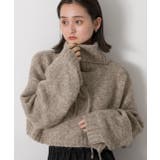 ハイネック・袖ドロスト ブークレショート丈ニット | ad thie | 詳細画像5 