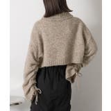 ハイネック・袖ドロスト ブークレショート丈ニット | ad thie | 詳細画像6 